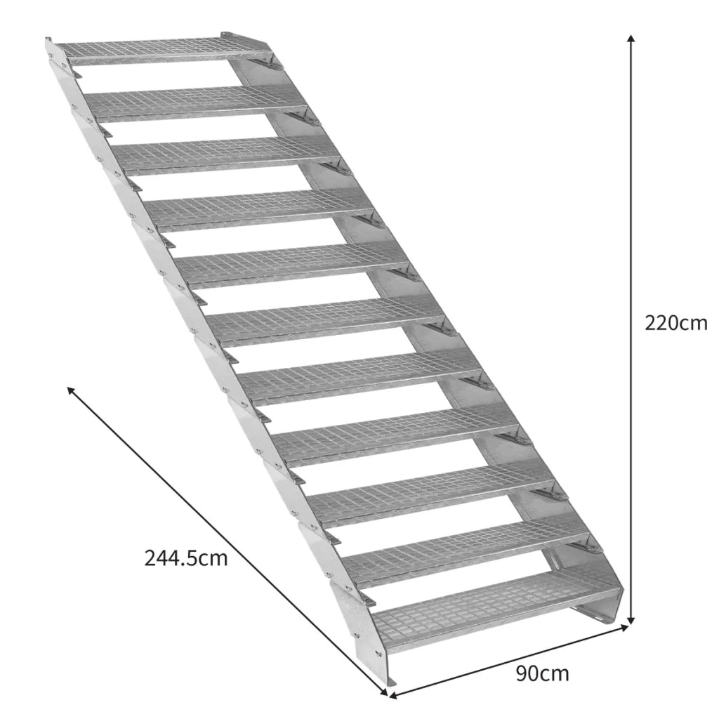 Scala metallica a 11 elementi ad altezza regolabile in acciaio zincato 90 cm / 900 mm