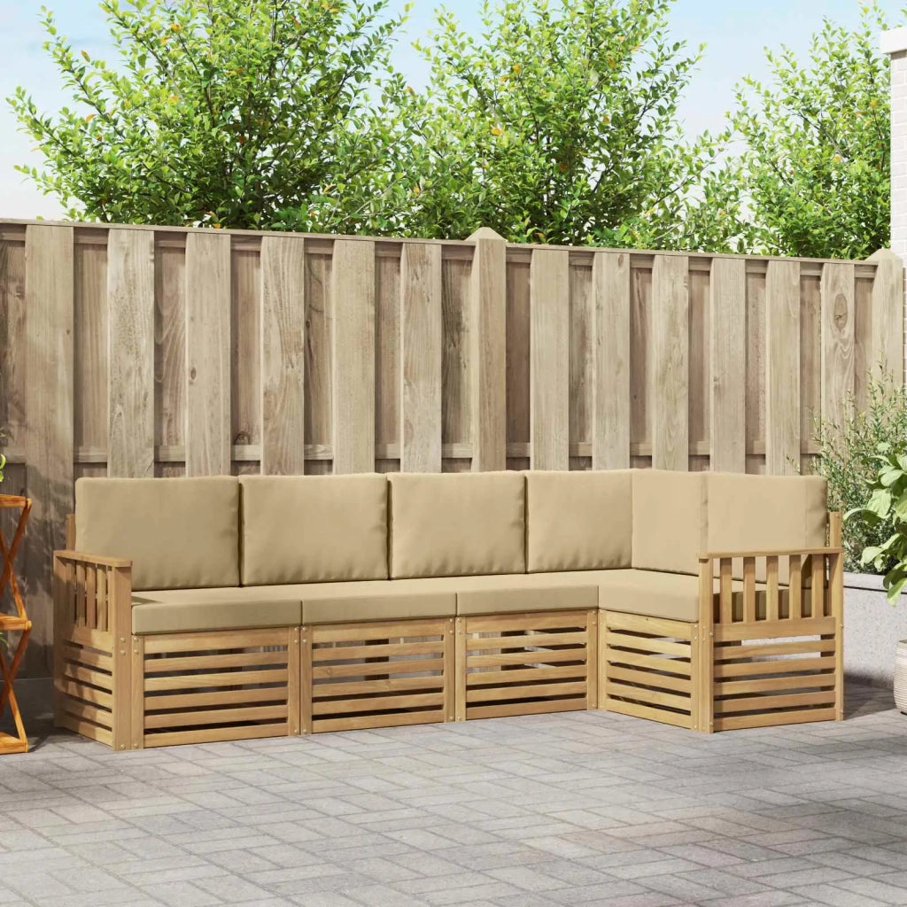 Set di divani da esterno 5 pcs Bianco e Beige