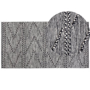 Tappeto in cotone color Nero con Motivo Geometrico Bianco 80 x 150 cm stile rustico boho