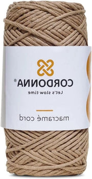 Fila di Cotone Macramè a 2mm con 25 Fili - 100m di Corda Avvolta per Artigianato, Pendenti per Parete e Piante - Beige