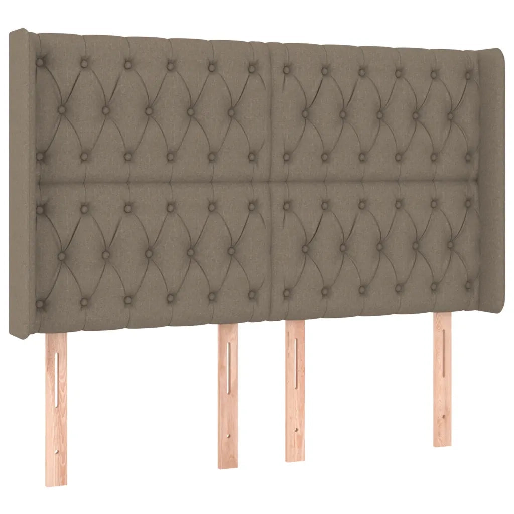 Letto a Molle con Materasso e LED Tortora 160x200 cm in Tessuto