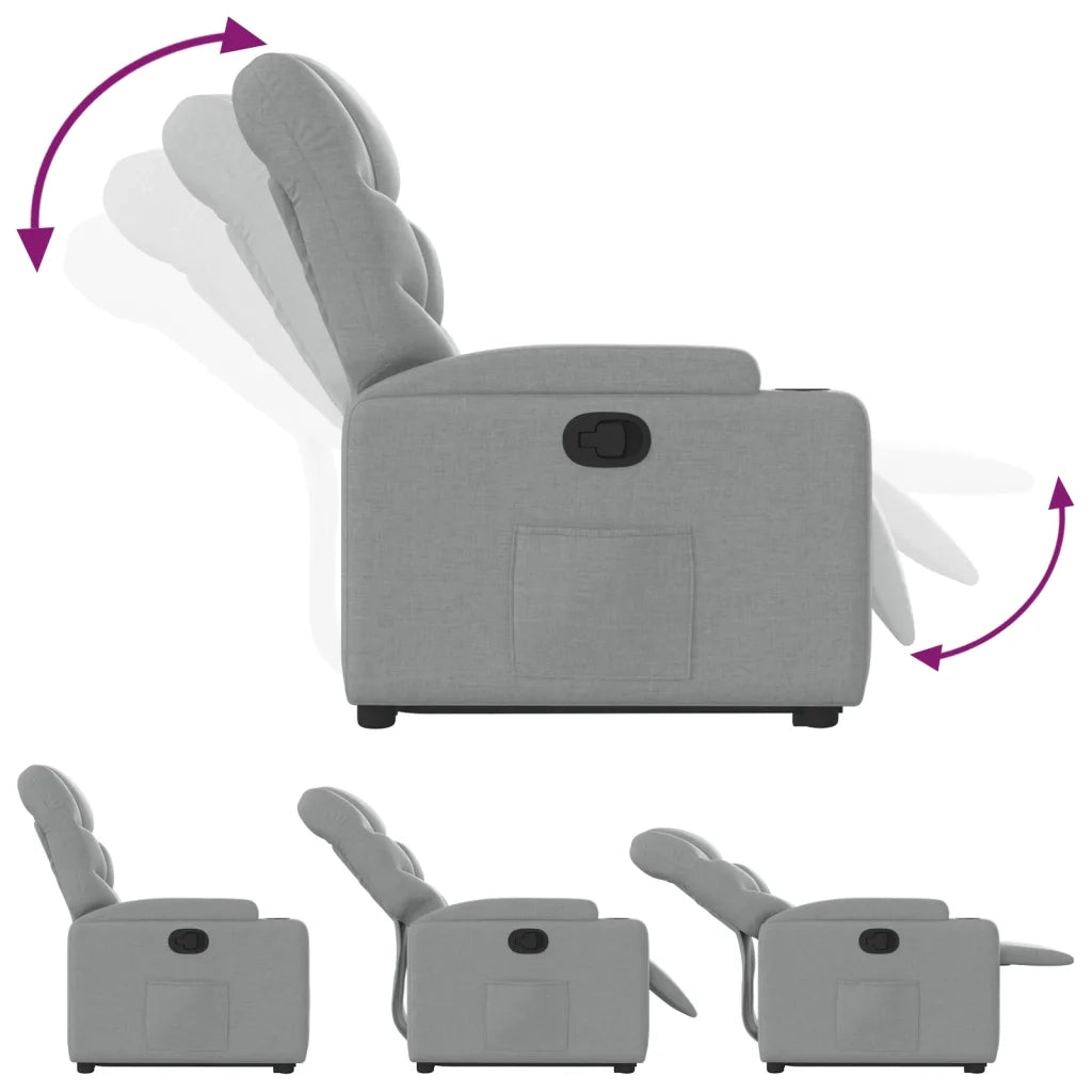 Poltrona Alzapersona Reclinabile Grigio Chiaro in Tessuto 3204596