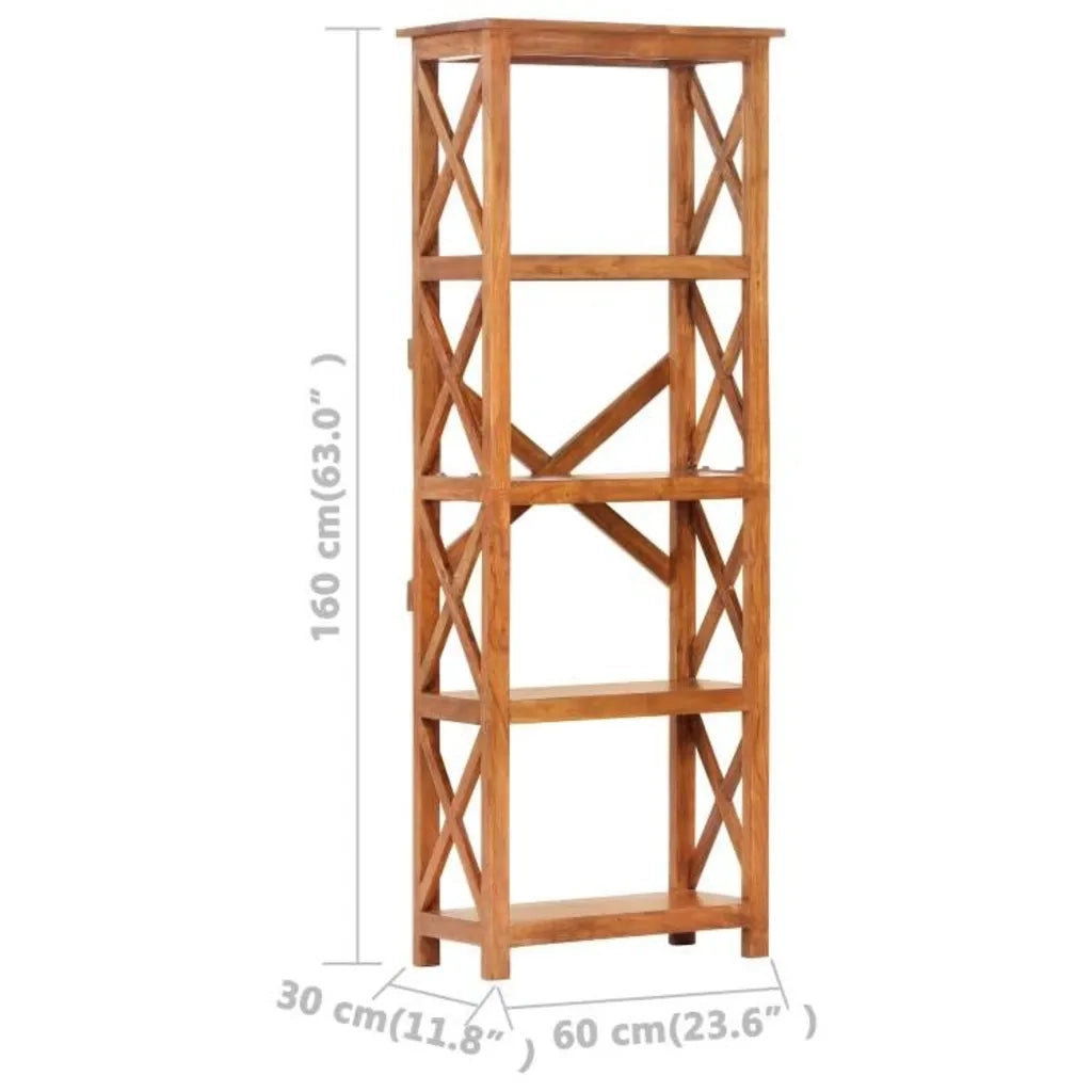 Libreria-Scaffale per Libri-Mobile di Stoccaggio 60x30x160 cm Legno Massello Acacia Finitura Ambra