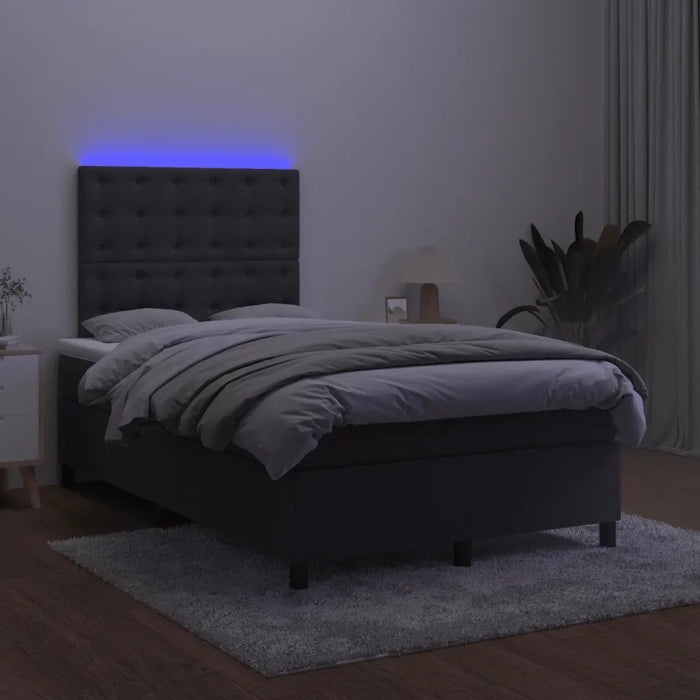 Letto a Molle con Materasso e LED Nero 120x200 cm in Velluto 3136355