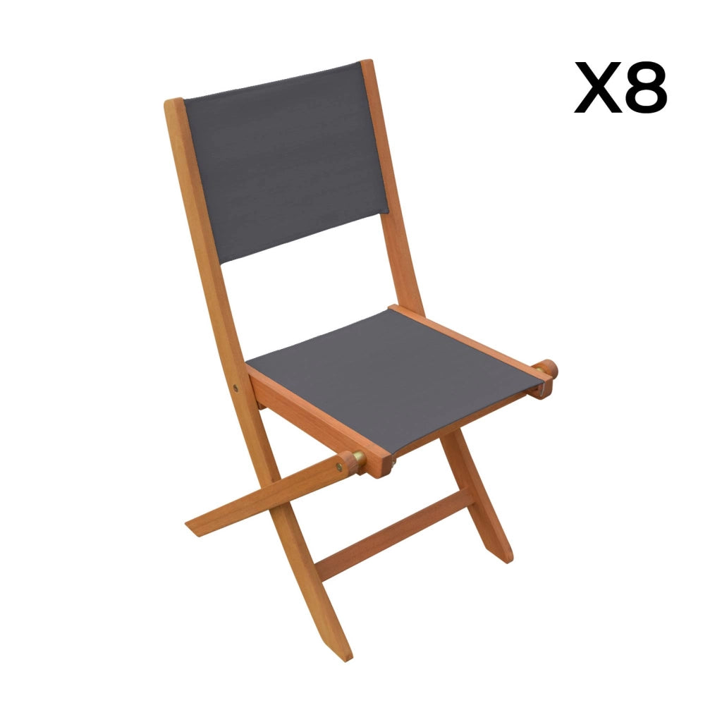 Set tavolo da giardino estensibile in legno di eucalipto con 8 sedie,