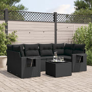 Set Divani da Giardino con Cuscini 7pz Nero Polyrattancod mxl 114840
