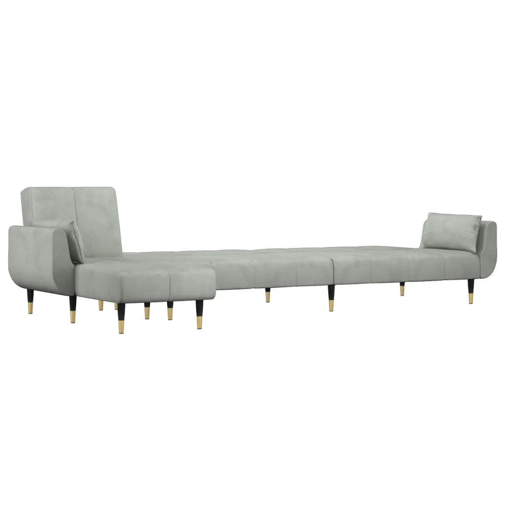 Divano Letto a L Grigio Chiaro 275x140x70 cm in Velluto 3157206