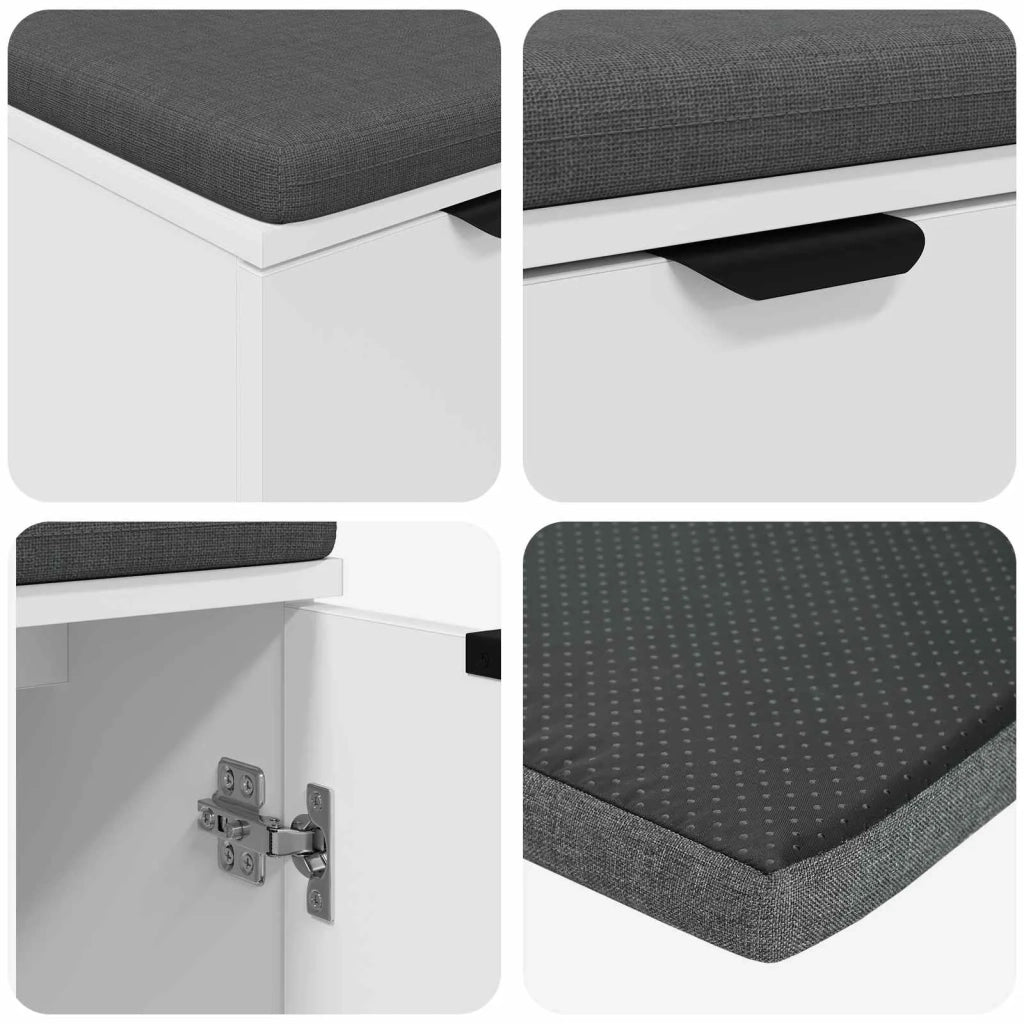 Panca per ingresso con cuscino con porta Bianco 60 x 38 x 46 cm 891472