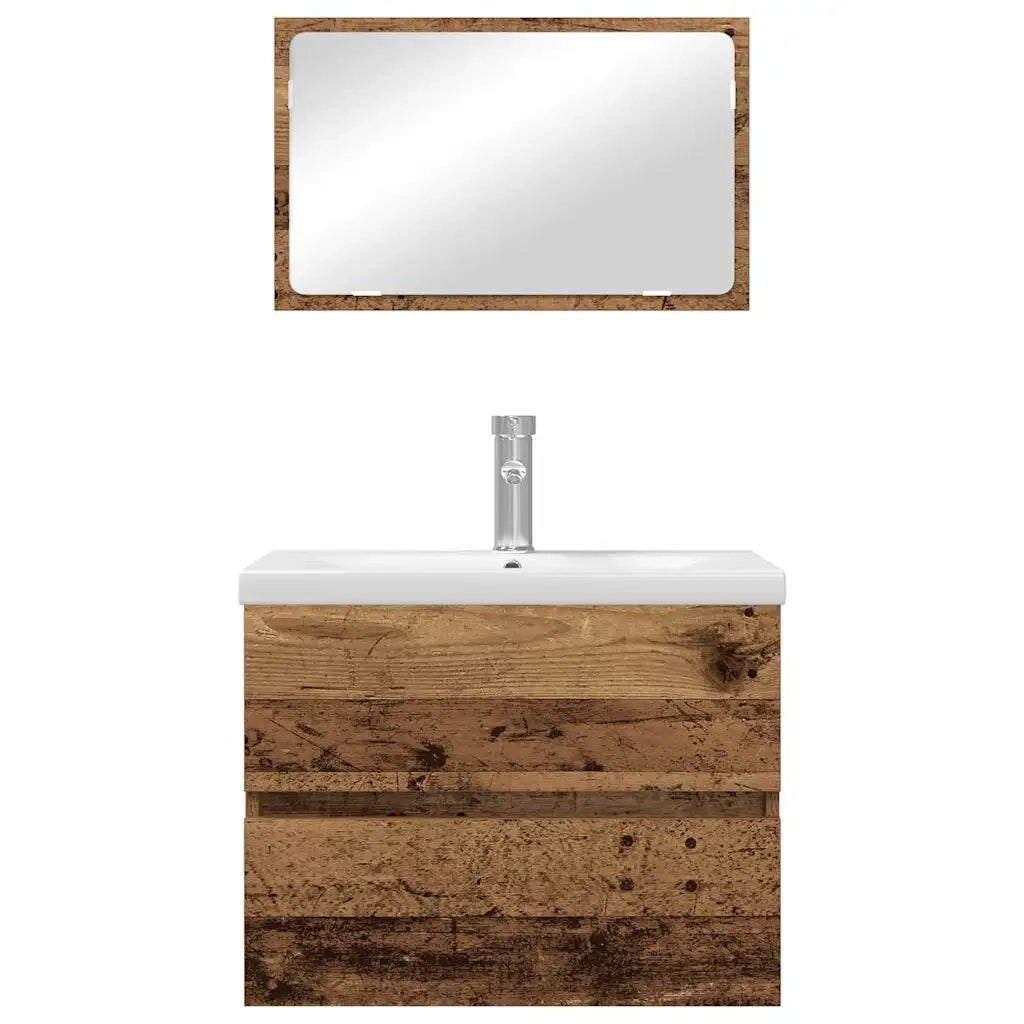 Set di mobili per il bagno con cassetto 3 pcs Legno vecchio 3393504