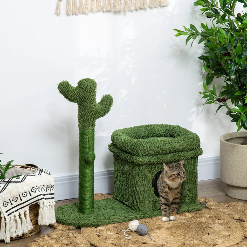 Albero tiragraffi per gatti con cuscino e palla ¨C zephmum ¨C 68x30x67 cm verde