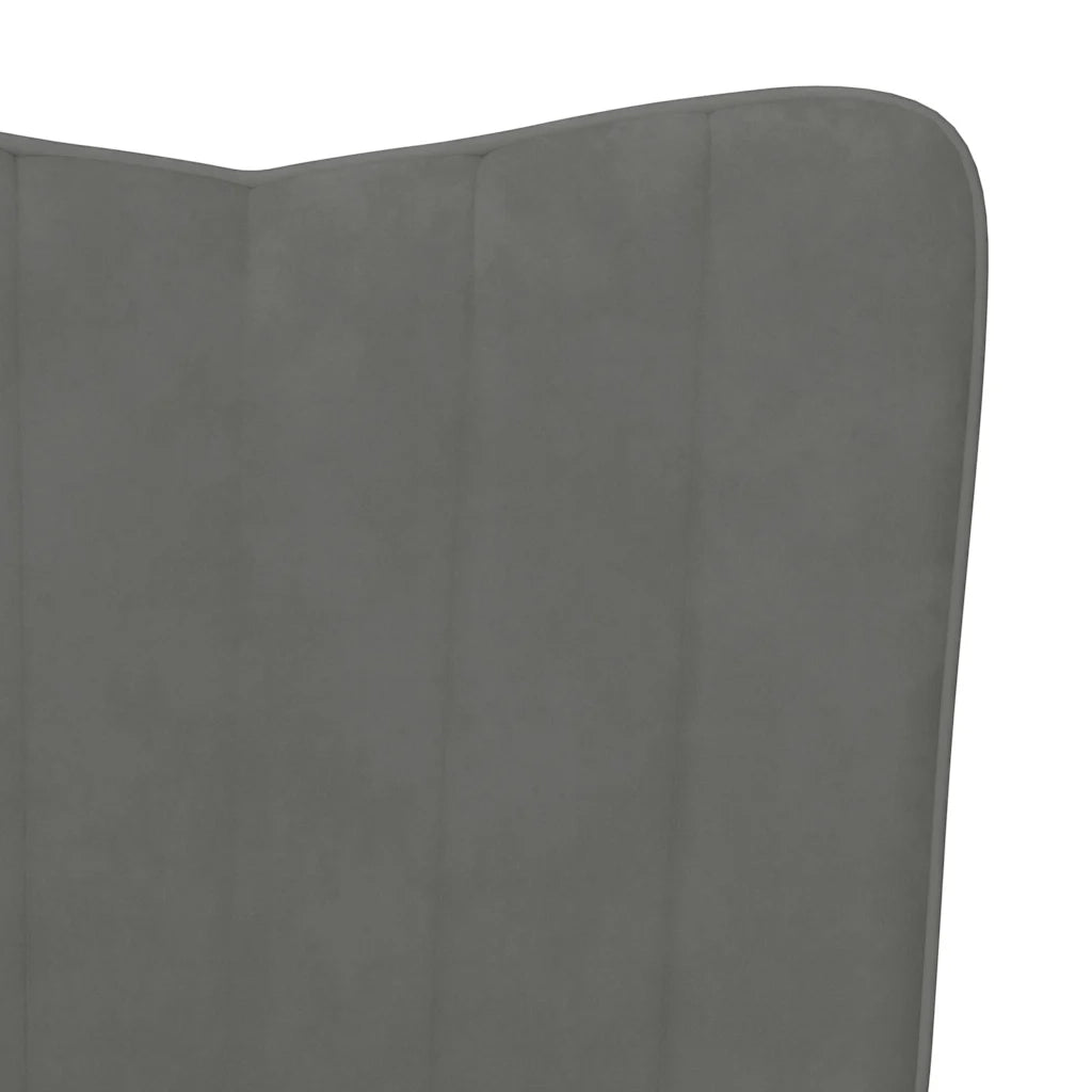 Divano Sedia-Poltrona Relax con Sgabello Grigio Scuro in Velluto