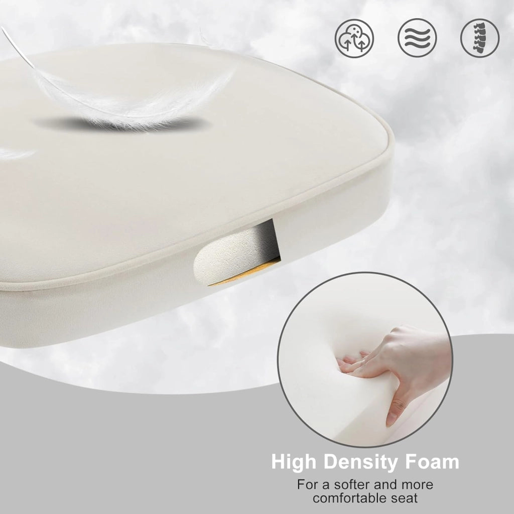 Set di 2 Sedie per Sala da Pranzo, Sedie da Cucina con Schienale, Sedie Imbottite e Rivestite in Velluto con Gambe Metalliche, Sedie Moderne per Camera da Letto, Soggiorno, Crema, BH389cm-2