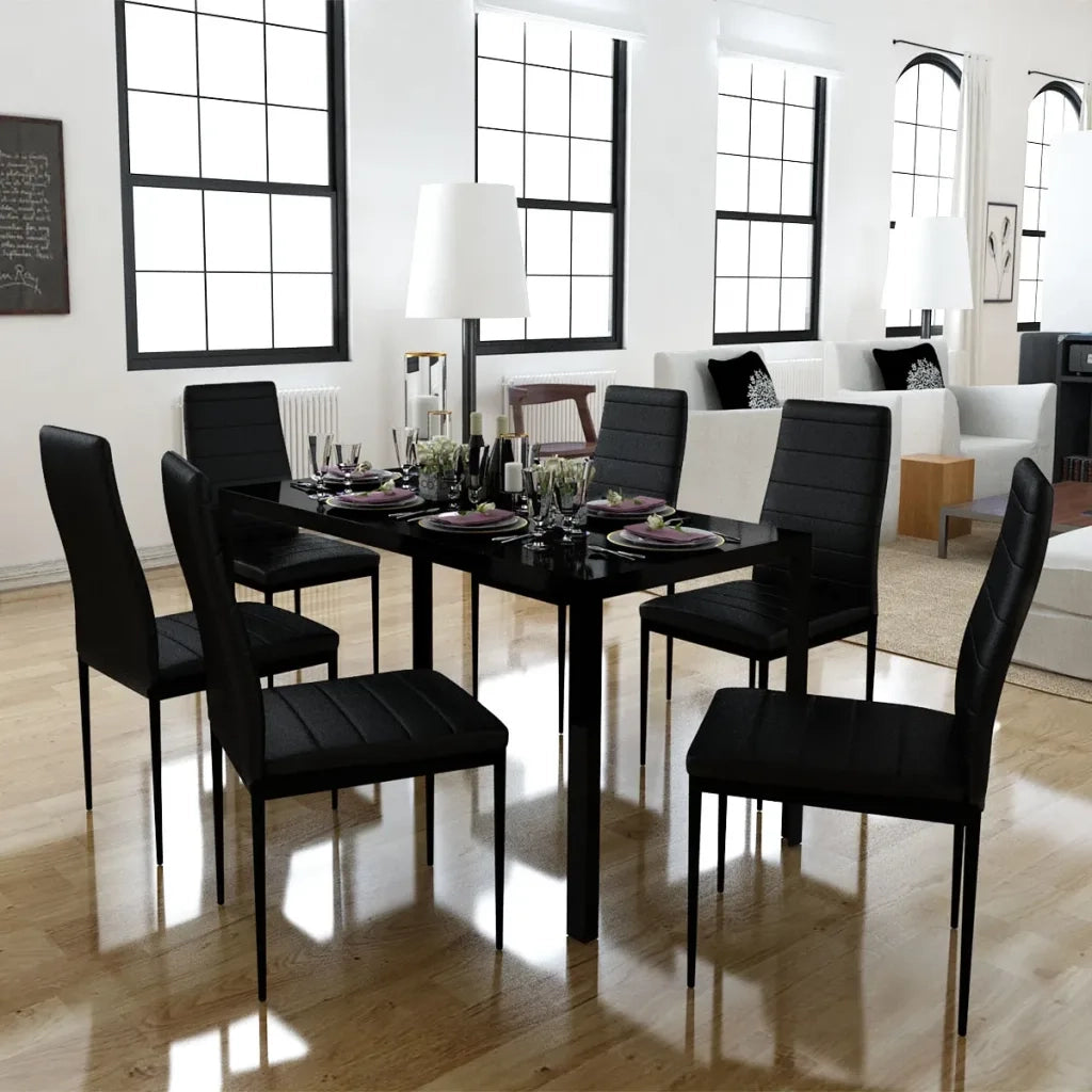 Set Tavolo da Pranzo 7 pz Nero 242987