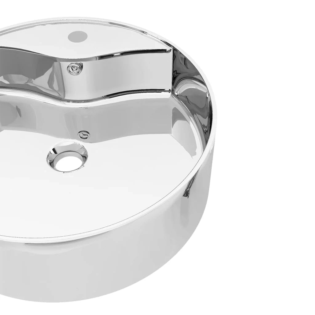 Lavabo da bagno con troppopieno diametro 46,5 cm ceramica argento 02_0002609