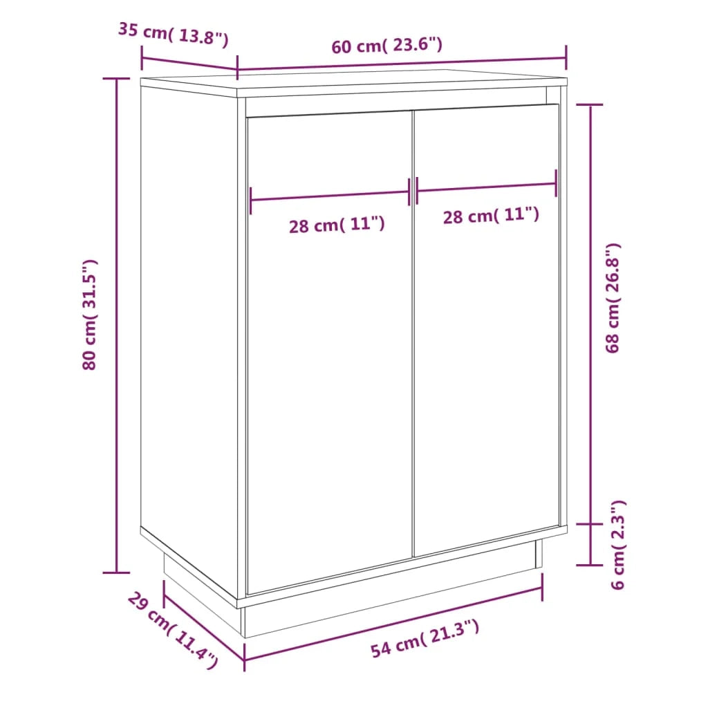 Scarpiera mobiletto portascarpe mobile per ingresso/corridoio/soggiorno 60 x 35 x 80 cm legno massello di pino bianco 02_0021488