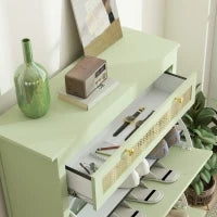 Scarpiera per 12 Paia di Scarpe, con 1 Cassetto Estraibile, 2 Cassetti Ribaltabili, Mobile Portascarpe, 88 x 30 x 120 cm, Verde