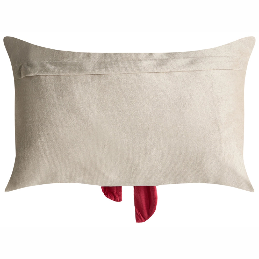 Set di 2 cuscini decorativi in velluto con motivo natalizio a fiocco 50 x 30 cm tortora e rosso accessorio decorativo