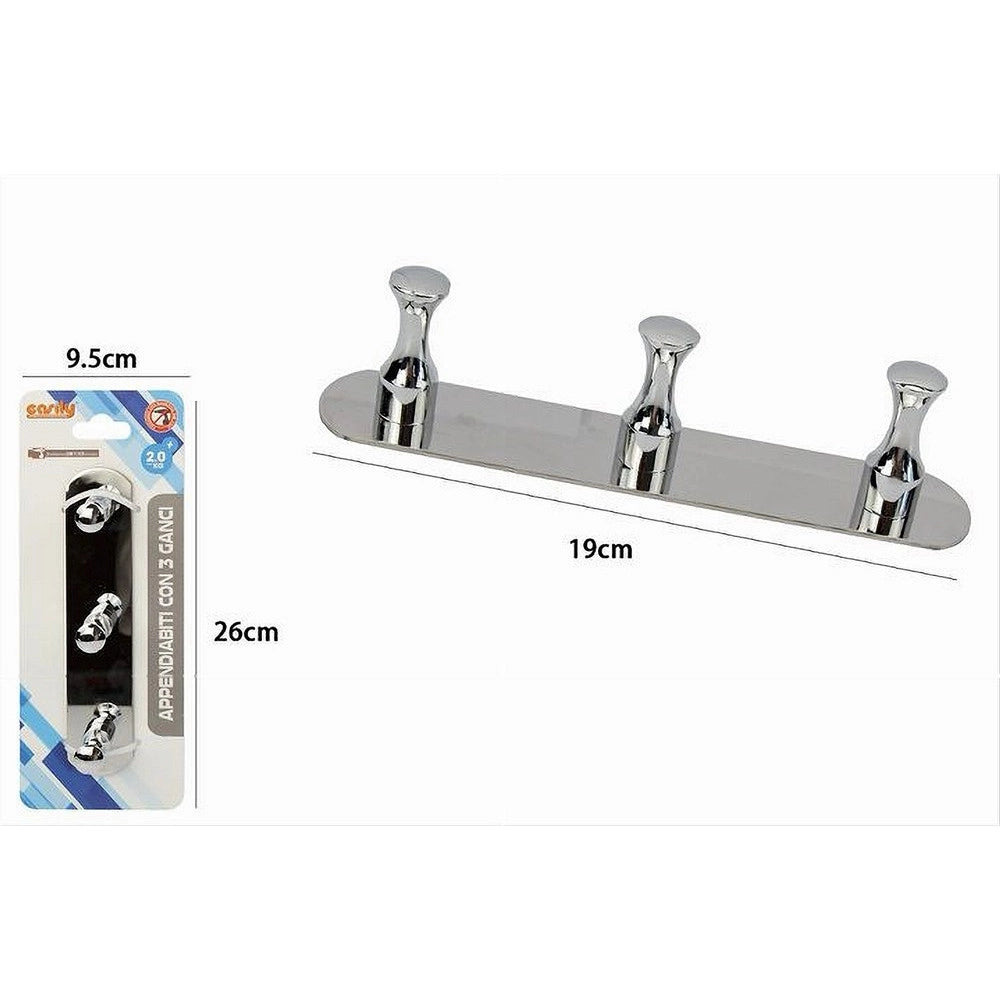 Trade Shop - Appendiabiti Con 3 Ganci Per Accappatoio Bagno Casa A Parete Contemporaneo 59747 -