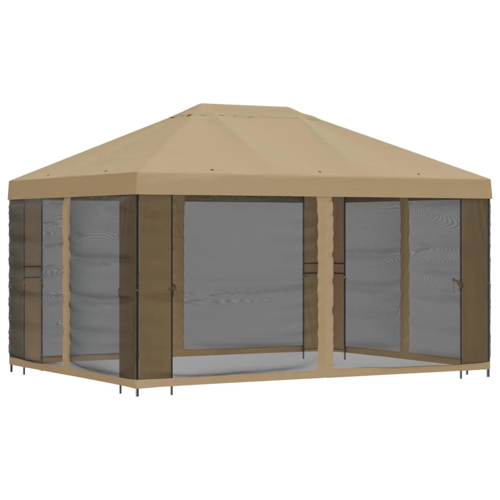 Gazebo da giardino con pareti laterali 4 × 3 m Beige