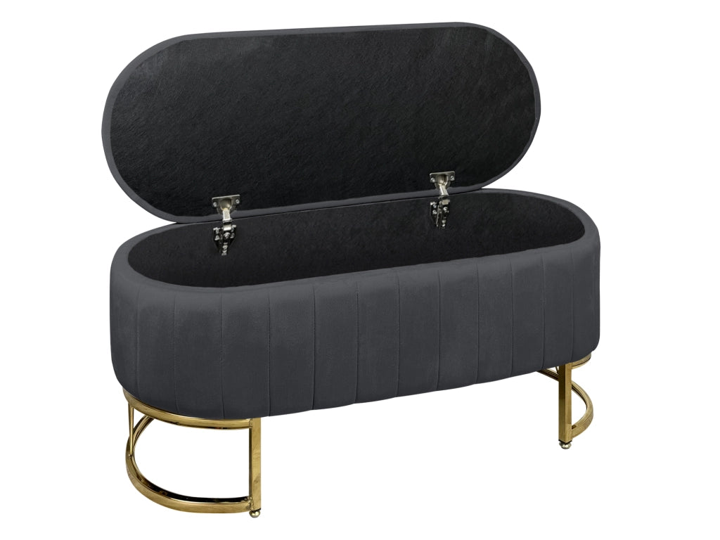 Panca Imbottita Divanetto In Velluto Contenitore Pouf PortaOggetti Panca Sgabello A Pie Di Letto Con Gambe In Metallo Dorato Cassapanca Ingresso Legno Massello Panchina  - Stone