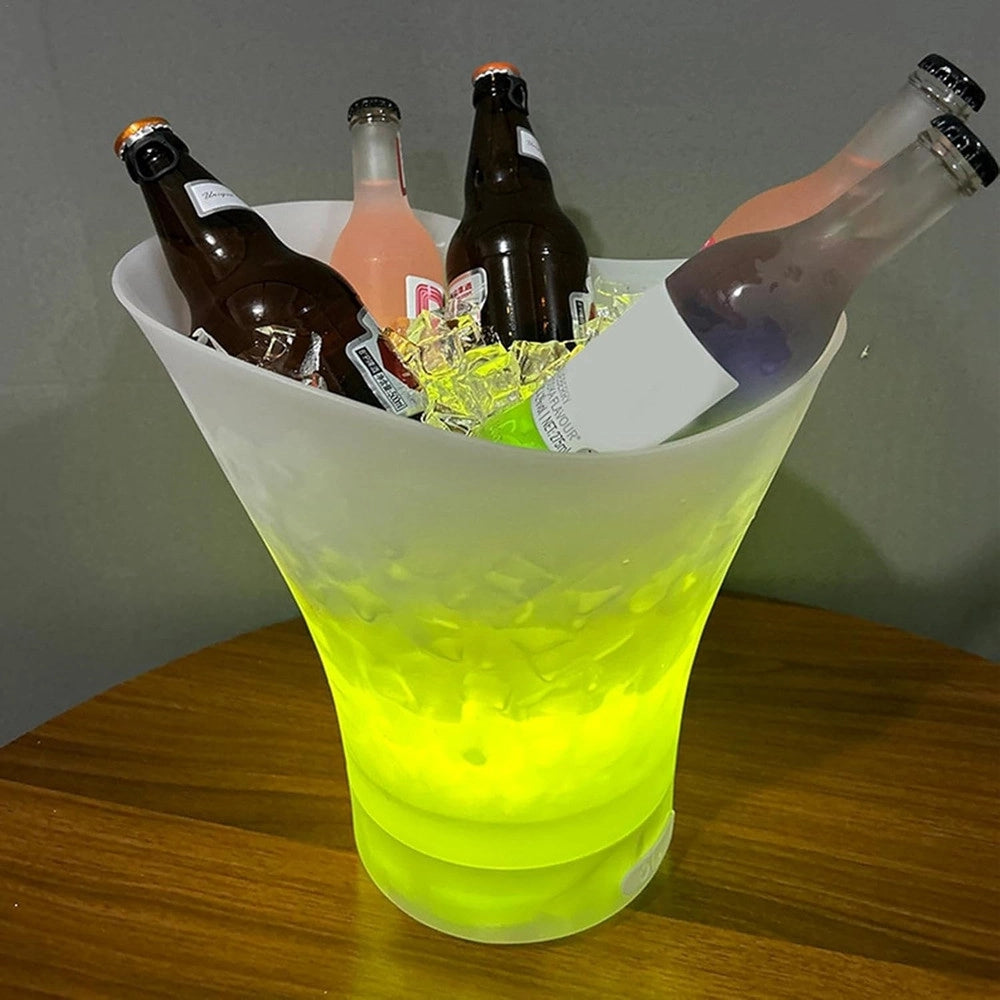 Trade Shop - Secchiello Del Ghiaccio Luci A Led Da 7lt Secchio Refrigerante Bevande Ricarica Tipo C -