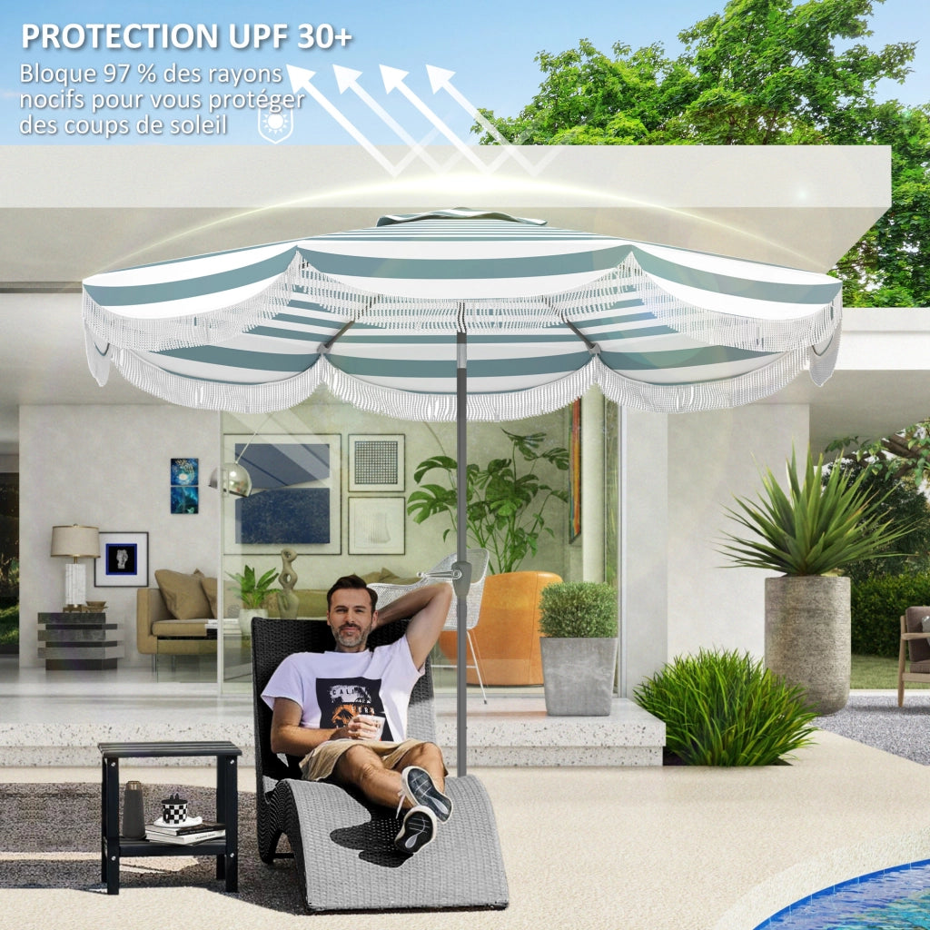 Ombrellone da giardino inclinabile 2.7m UPF 30+ ¨C zephmum ¨C 8 baleine blu chiaro e bianco