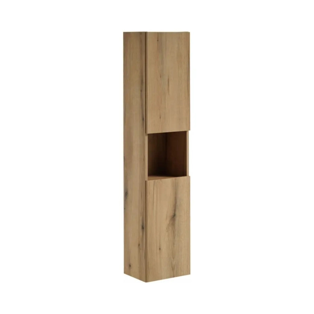 Set VANO quercia e nero 130cm: mobile sottolavabo con cassetti + piano per lavabo + lavabi rettangolari da appoggio + colonna