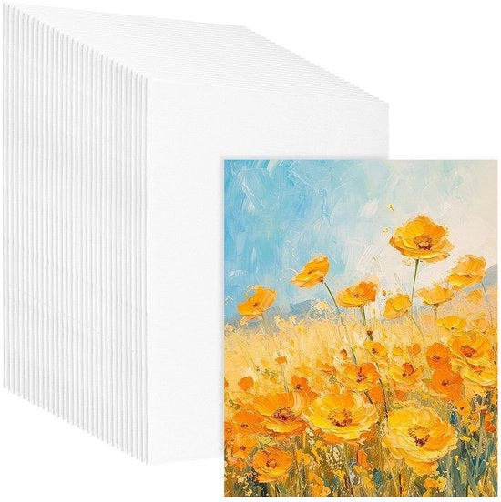 Telaio a canna 20x25cm - 30 pezzi - Cotone - Bianco Tovaglie - Ideale per Acryl/Olio/Acquatinta - Perfetto per Piccoli Lavori d'Arte - Telaio per Pittura