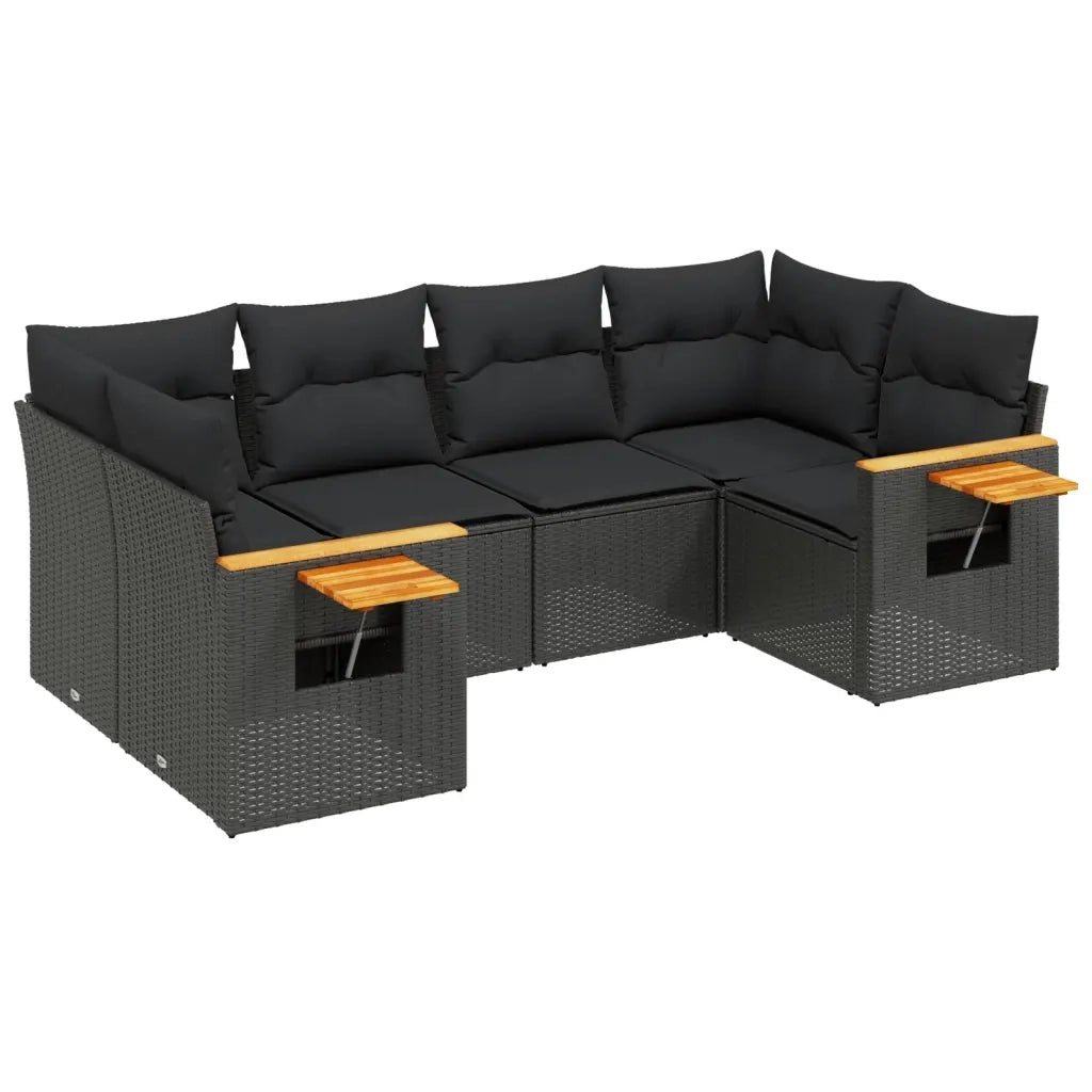 Set Divano da Giardino 6 pz con Cuscini Nero in Polyrattancod mxl 112539