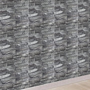 Pannello da Parete 3D in Piastra di Pietra 70 cm x 10 m - Tappezzeria con Aspetto di Pietra, Tappezzeria Acquifuga con Aspetto di Pietra, Tappezzeria per Parete per Cucina, Camera da Letto, Sfondo per TV (Nero Vintage, 10 m)