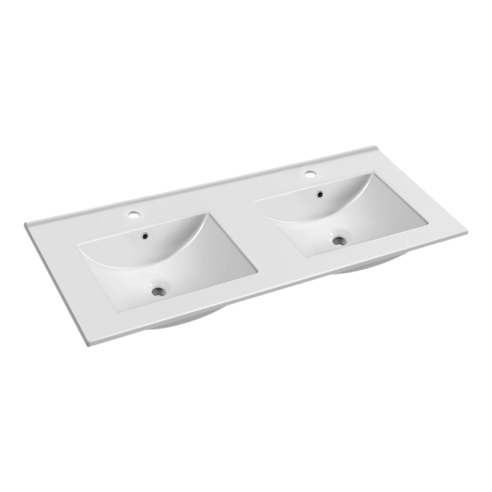 Lavabo da appoggio 20331 in ceramica due vasche 121.5x47 cm colore bianco