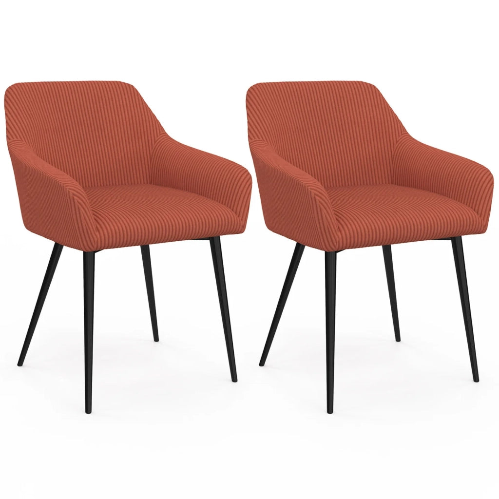 IDMarket - Set di 2 sedie e poltrone da pranzo JANY in velluto a coste color terracotta