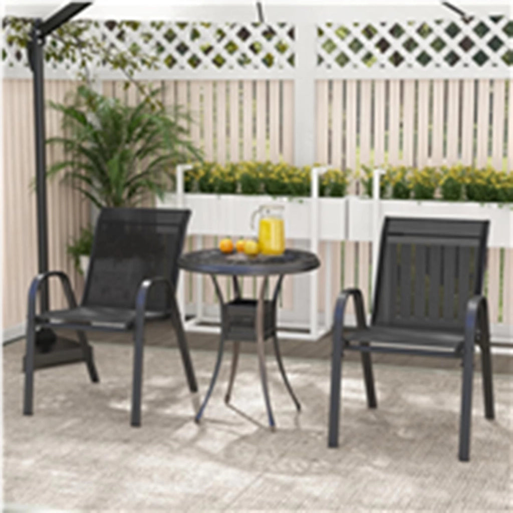Set di 4 Sedie da Giardino, Poltrone in Tessuto Textilene per Esterno, Sedie Impilabili con Gambe in Metallo, Portata 150 kg, 56 x 70 x 84 cm (Nero,4)