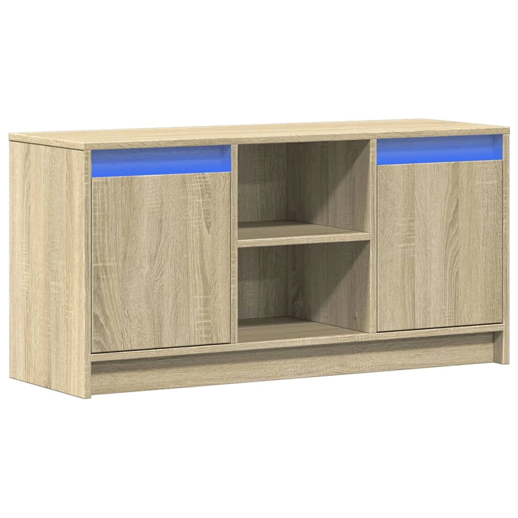 Mobile TV multimediale scaffale TV credenza TV sala da pranzo soggiorno camera da letto con LED rovere Sonoma 100 x 34 x 50 cm derivati ​​del legno marrone 02_0026483