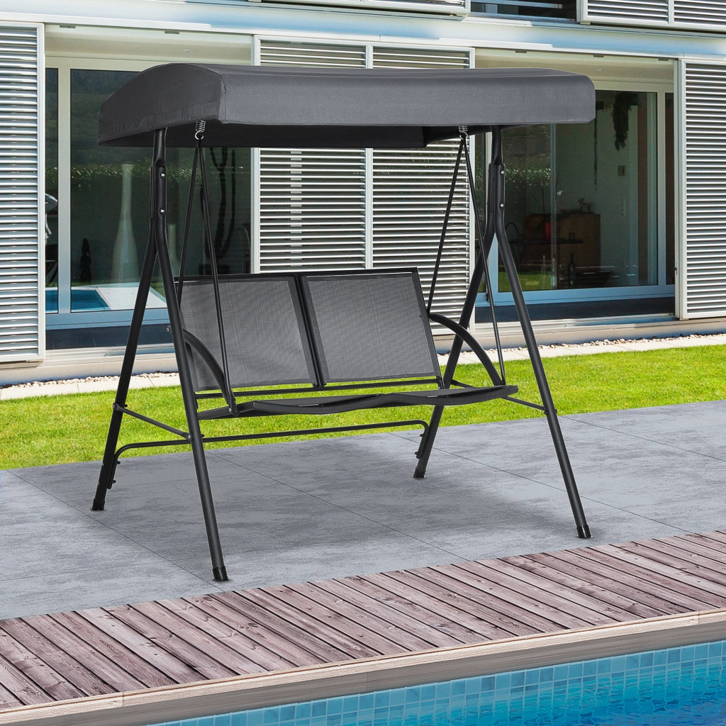 Easycomfort Dondolo a 2 Posti da Giardino con Tettuccio Regolabile, 140x118x162cm Grigio
