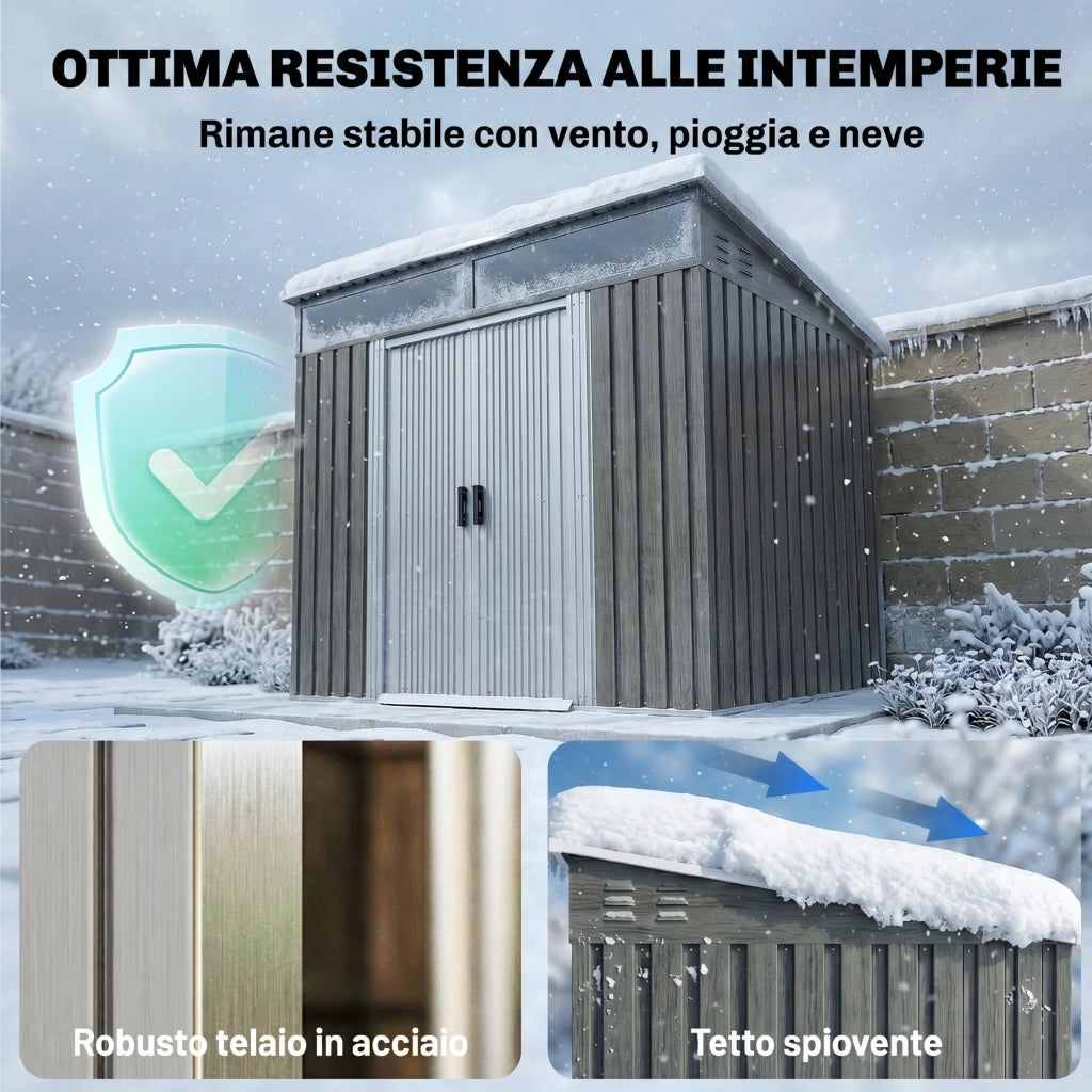 Casetta da Giardino ¨C zephmum ¨C Grigio Chiaro Acciaio 195x122x181.5 cm