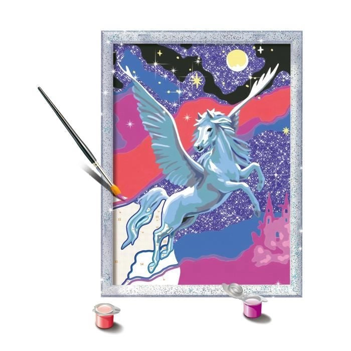 CreArt Kids 18x24 cm Pegaso scintillante, Kit da dipingere con i numeri, Numeri artistici, Dai 7 anni in su, 25830, Ravensburger