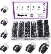 Kit di fissaggio per tubi in acciaio inossidabile 304, 84 pezzi, con 7 misure: 1/4 '', 5/16 '', 3/8 '', 1/2 '', 5/8 '', 3/4 '', 1 '', fissaggio a gomma, con 304 acciaio inossidabile, per fissaggio di cavi e tubi.