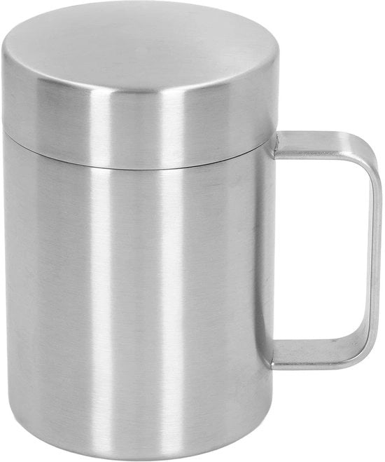 Tazza da Caffè in Acciaio Inox 400ml - Caffè con Manico Largo - Tazza Riciclabile - Leggera - Manico Ampio - Ideale per Campeggio