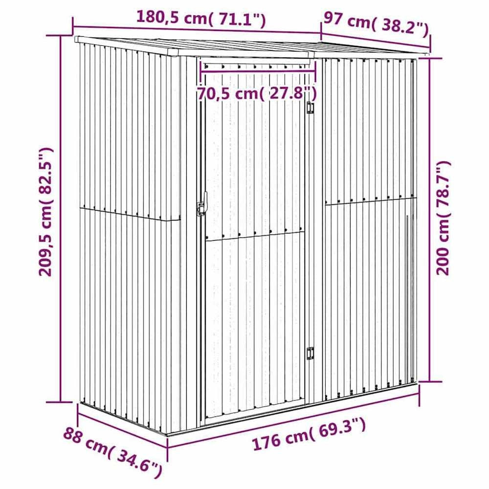 Garden Shed, Green, 180.5x97x209.5 Cm, Galvanized Steel