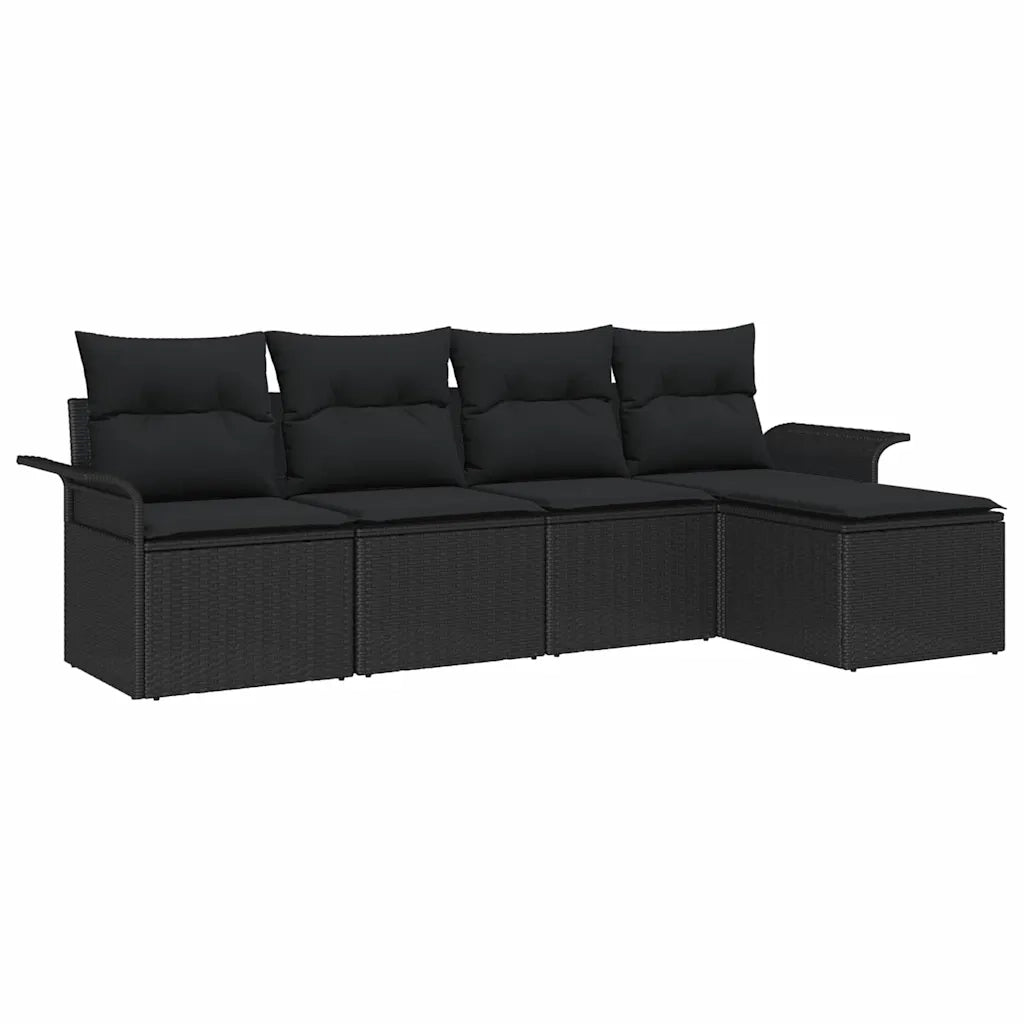 Set Divano da Giardino con cuscino 5 pcs Nero polyrattan 3353992