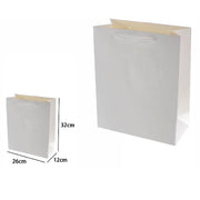 Trade Shop - Set 3pz Buste Borsa Regalo Sacchetti 32x26x12 Cm 69900 Bianco Con Manico Cordino -
