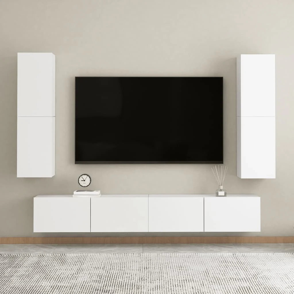 Mobile TV multimediale mensola TV credenza mobile TV sala da pranzo soggiorno camera da letto 30,5 x 30 x 110 cm legno ingegnerizzato bianco 02_0026116