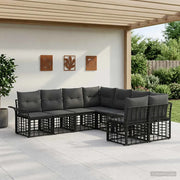Set di divani da esterno 8 pcs Nero e Grigio scuro Poliestere 3437817