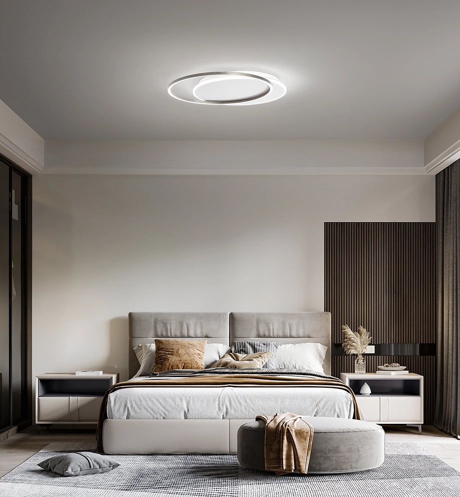 Plafoniera LED Serie 8195 in Metallo e Alluminio Colore Grigio Titanio 60W, 4800lm, Dimmerabile, Design Moderno ed Elegante per Interni - Perenz