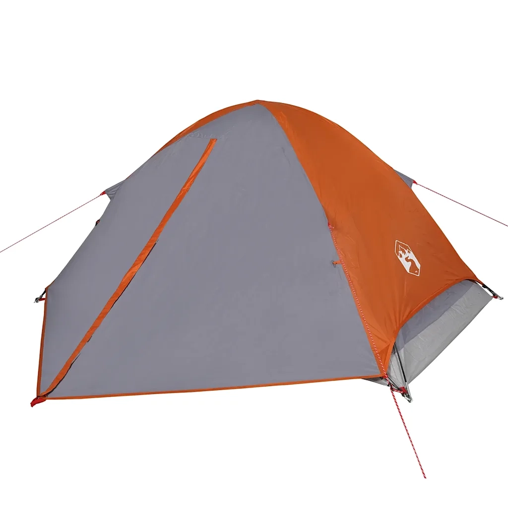 Tenda da Campeggio a Cupola 2 Persone-Tenda per Escursionismo Grigio e Arancione 717956