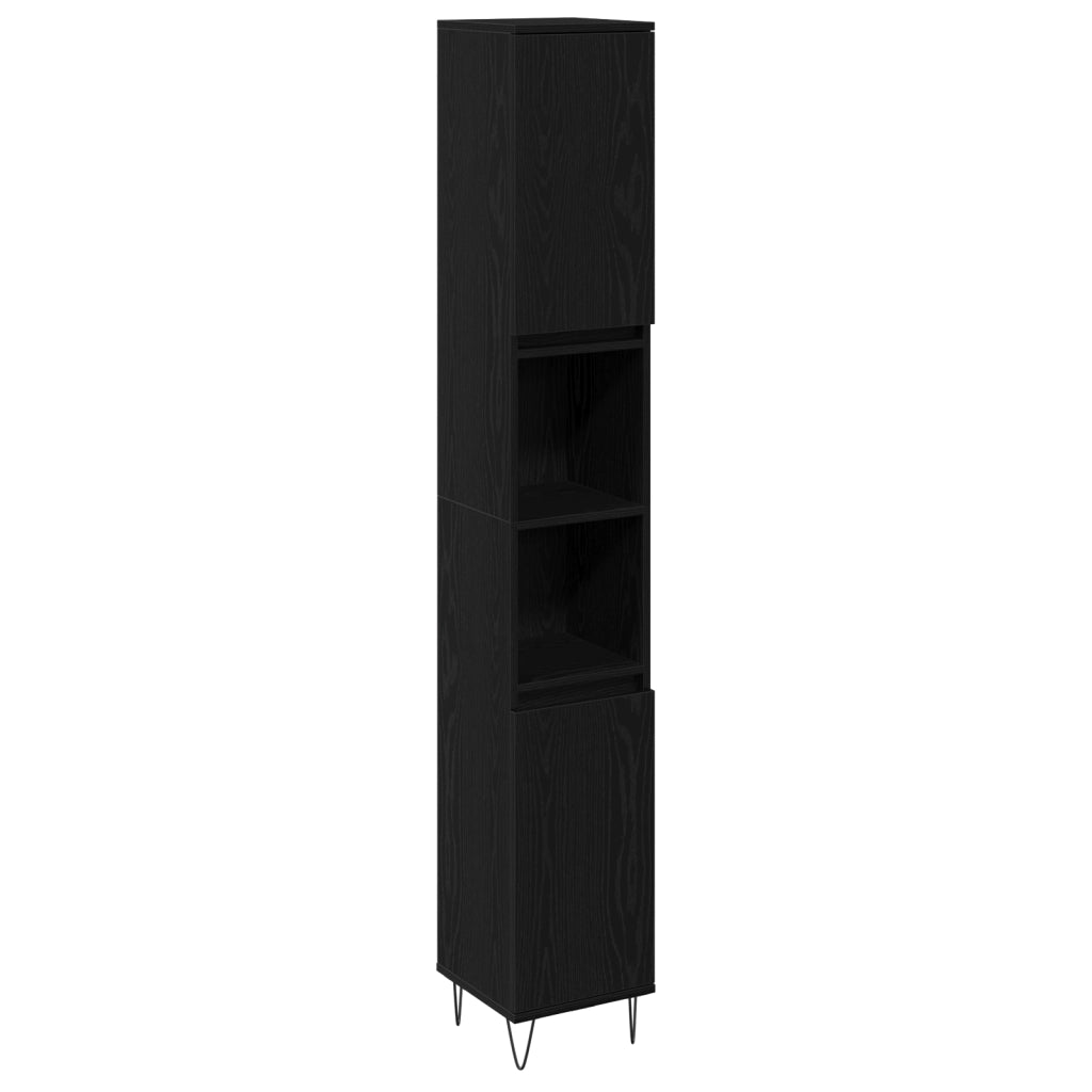 Set Mobili Bagno 3 Pezzi Rovere Nero Legno Ingegnerizzato