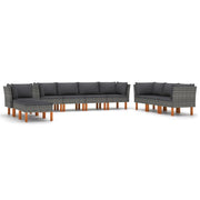 Set di mobili da giardino mobili da esterno 10 pezzi con cuscini resina intrecciata grigia 02_0015133