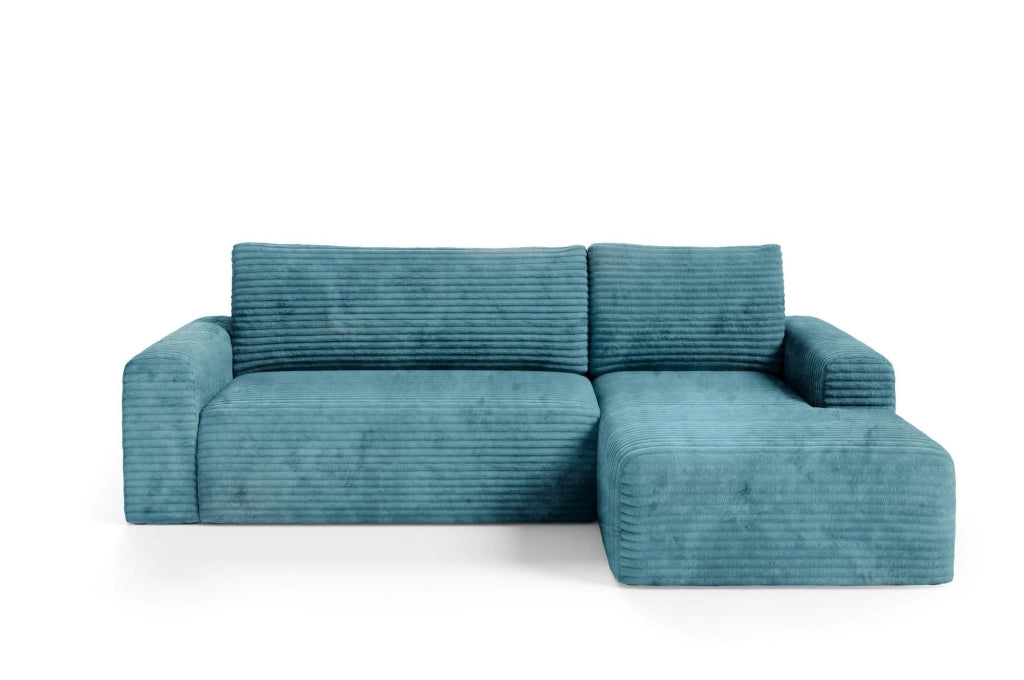 Folgarida, Divano Letto con Penisola Contenitore, 268x163 cm blu Petrolio