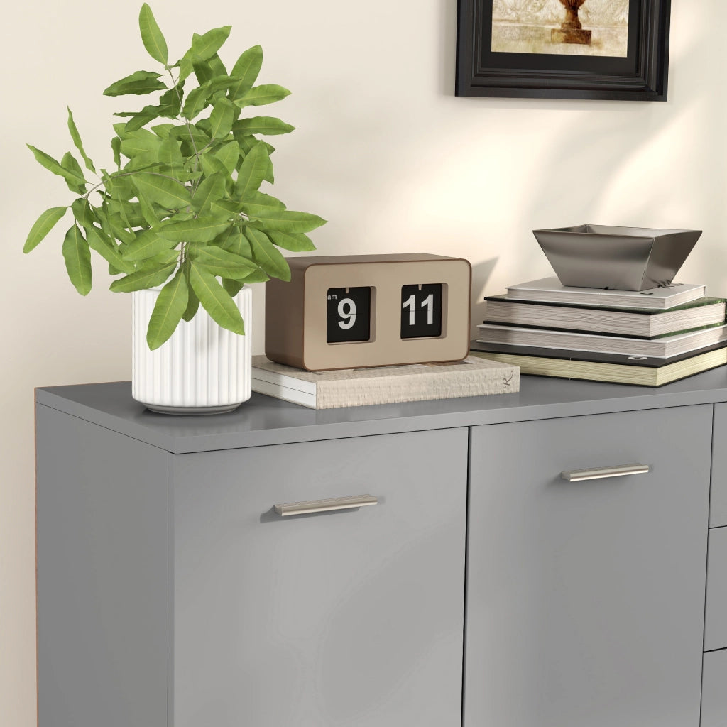 Credenza Moderna 106x35x76 cm con 3 Armadietti e 2 Cassetti Grigio Chiaro